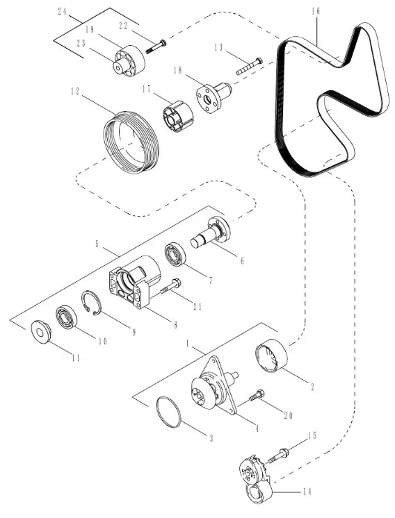 87456345 - Вал привода вискомуфты (трактор Т8 для шкива 84160411, Мg для всех мод) ДВС Cummins T8